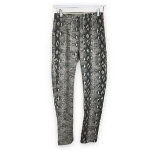 She + Sky Python Reptile Print Skinny Pants Cream Gray Black Side Zip Small